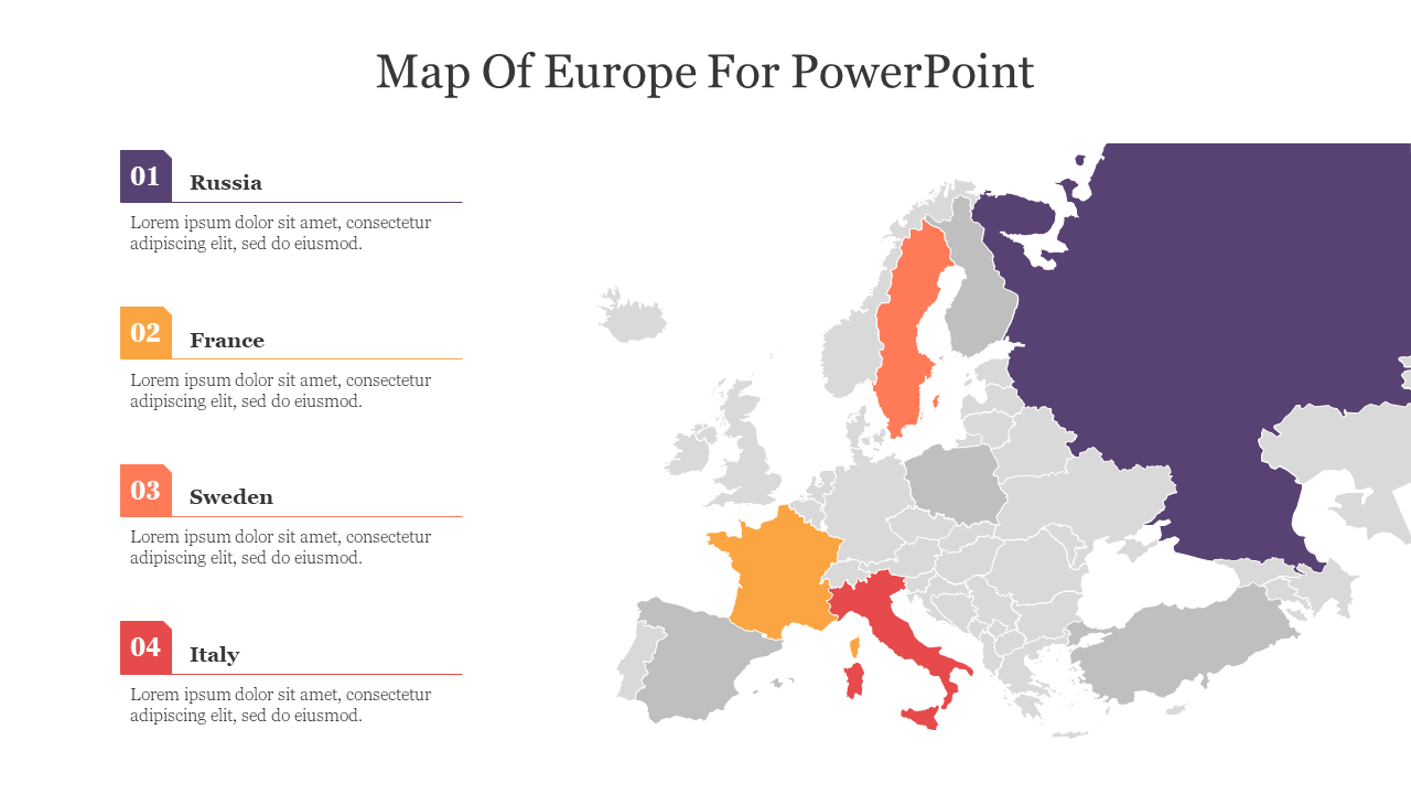 Free - Best Free Map Of Europe For PowerPoint Presentation